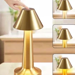 Retro Uppladdningsbar Bordslampa i Metall Dimbar Guld