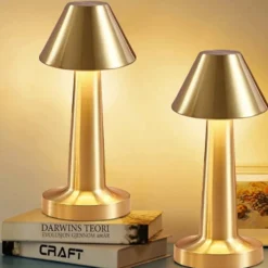 Retro Uppladdningsbar Bordslampa i Metall Dimbar Guld