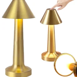 Retro Uppladdningsbar Bordslampa i Metall Dimbar Guld
