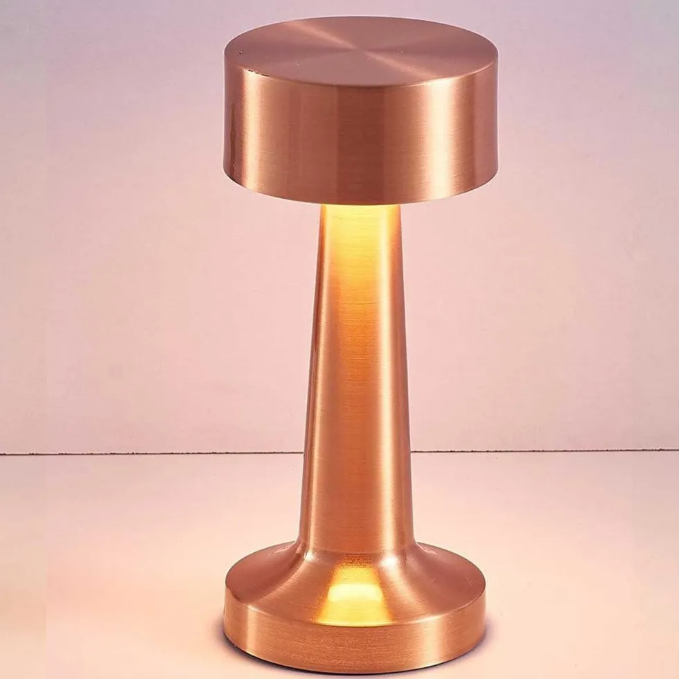 Retro Uppladdningsbar Bordslampa av Metall Dimmer Koppar