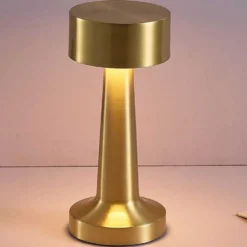 Retro Uppladdningsbar Bordslampa av Metall Dimmer Guld