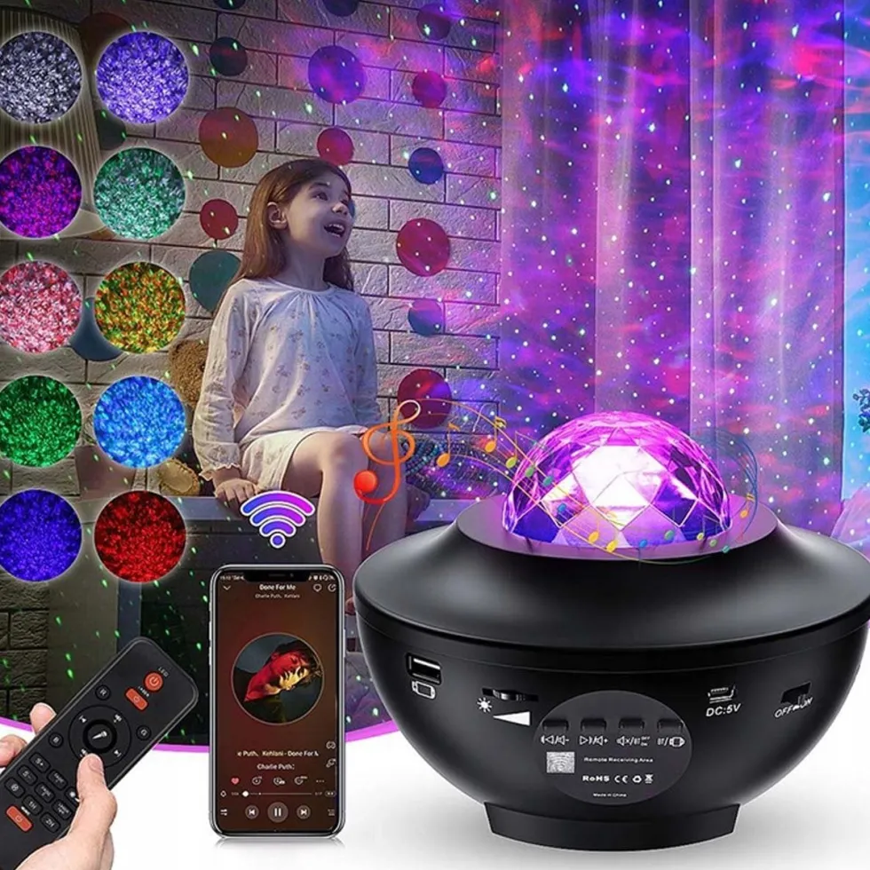 RGB Stjärnprojektor LED Nattlampa med Bluetooth Högtalare och Fjärrkontroll