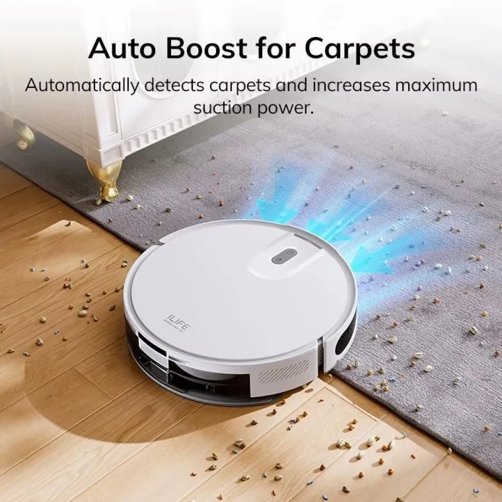 Robotdammsugare V20 med LiDAR-navigering 5000 Pa - Appstyrning och zonstädning - Automatisk mattboost - Självladdande, endast 83 mm hög