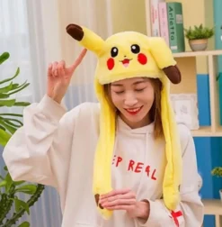 Rolig plysch Pikachu hatt, öronrörelsehoppa, Cosplaydräkter