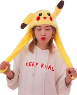 Rolig plysch Pikachu hatt, öronrörelsehoppa, Cosplaydräkter
