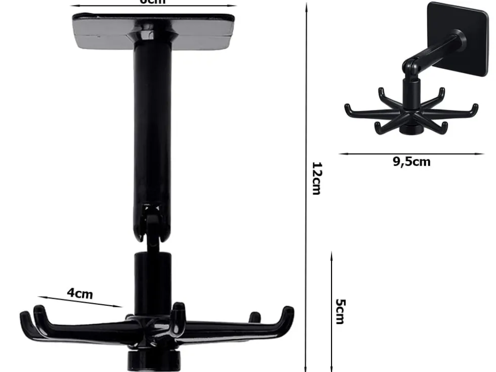 Roterbar hängare med 6 krokar