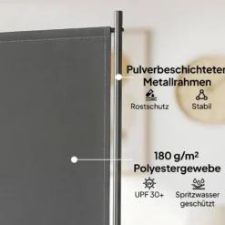 Rumsavdelare med 3 paneler, 260 x 30 cm, fristående, metallskärm, insynsskydd, rumsavdelare för utomhusbruk, mörkgrå