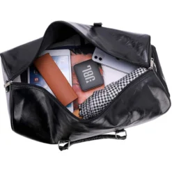 Rymlig Weekendbag med Skofack för Herr, 35L, Vattentålig PU-läder Gymväska, Svart