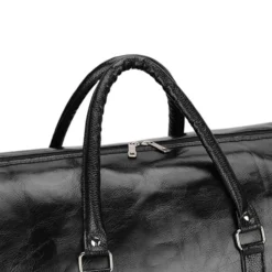 Rymlig Weekendbag med Skofack för Herr, 35L, Vattentålig PU-läder Gymväska, Svart