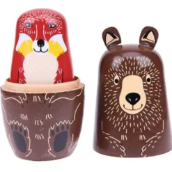 Ryska dockor / Matryoshka i trä med skogsdjur