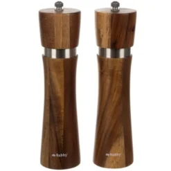 Salt- och pepparkvarn set 2-pack akaciaträ 21 cm keramisk kvarn