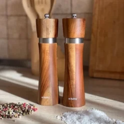 Salt- och pepparkvarn set 2-pack akaciaträ 21 cm keramisk kvarn