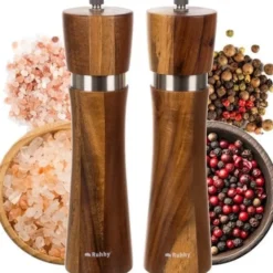 Salt- och pepparkvarn set 2-pack akaciaträ 21 cm keramisk kvarn