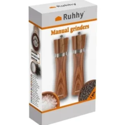 Salt- och pepparkvarn set 2-pack akaciaträ 21 cm keramisk kvarn