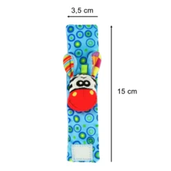 Sensoriska armband med skallra och prassel 2-pack blå/grön 15 cm