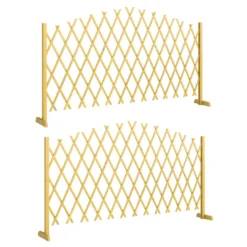 Set med 2 utdragbara träpaneler för utomhusbruk, för terrassdekoration, 180x30x103 cm, naturfärgad