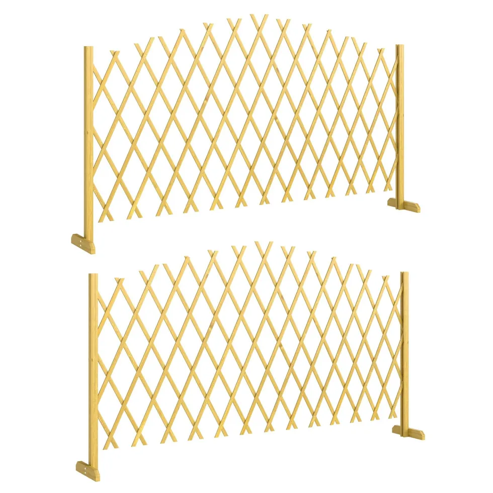 Set med 2 utdragbara träpaneler för utomhusbruk, för terrassdekoration, 180x30x103 cm, naturfärgad