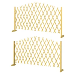 Set med 2 utdragbara träpaneler för utomhusbruk, för terrassdekoration, 180x30x103 cm, naturfärgad