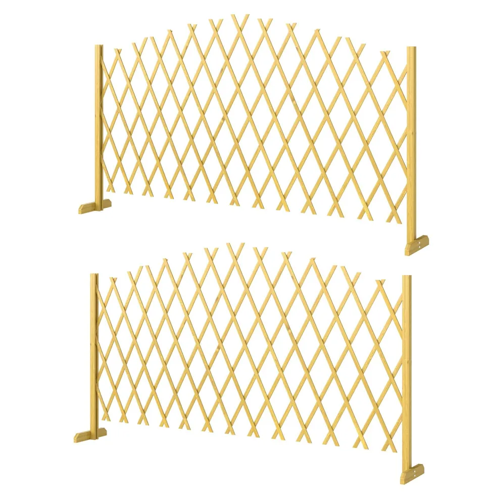 Set med 2 utdragbara träpaneler för utomhusbruk, för terrassdekoration, 180x30x103 cm, naturfärgad