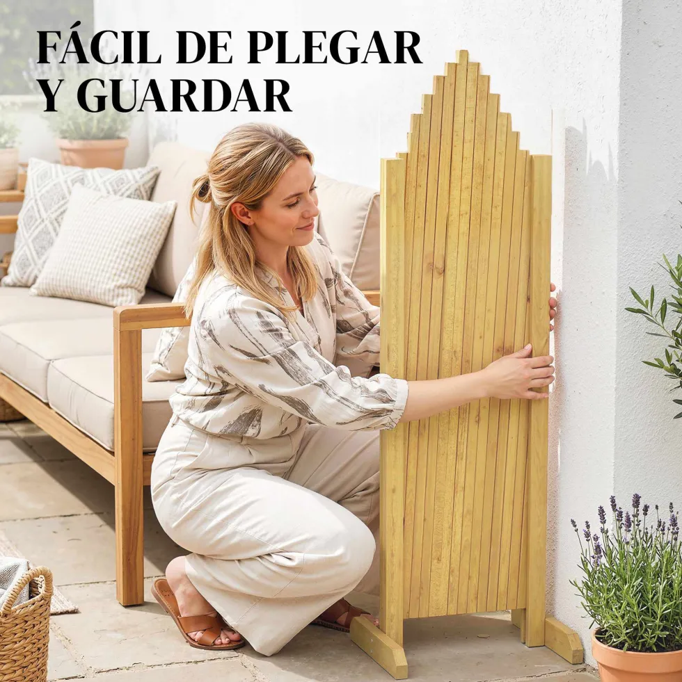 Set med 2 utdragbara träpaneler för utomhusbruk, för terrassdekoration, 180x30x103 cm, naturfärgad