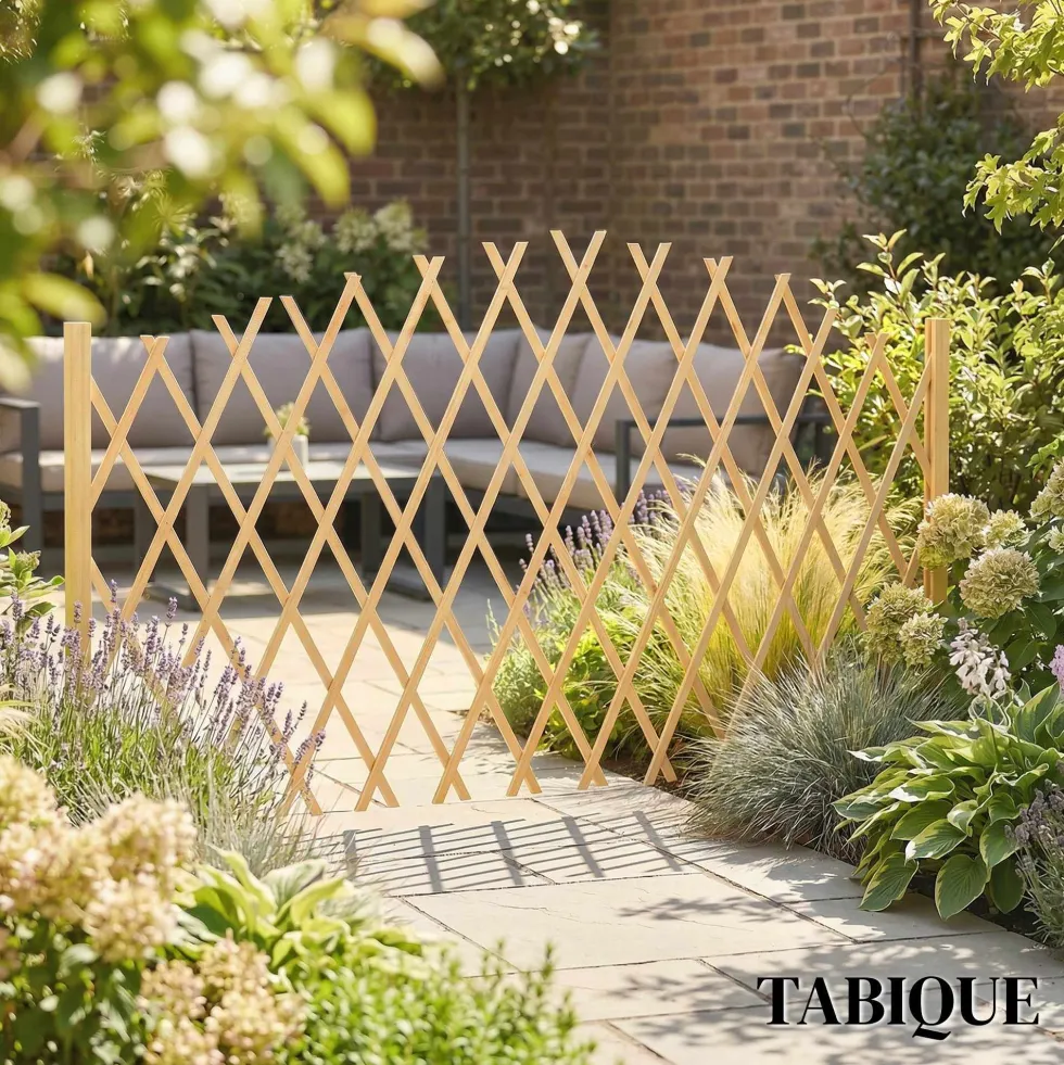 Set med 2 utdragbara träpaneler för utomhusbruk, för terrassdekoration, 180x30x103 cm, naturfärgad