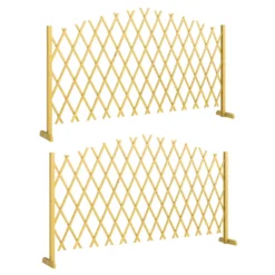Set med 2 utdragbara träpaneler för utomhusbruk, för terrassdekoration, 180x30x103 cm, naturfärgad