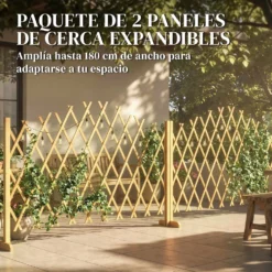 Set med 2 utdragbara träpaneler för utomhusbruk, för terrassdekoration, 180x30x103 cm, naturfärgad