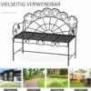 2-sits trädgårdsbänk, robust, rostfri, 107x55,5x92cm, svart, parkbänk för terrass och trädgård