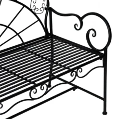 2-sits trädgårdsbänk, robust, rostfri, 107x55,5x92cm, svart, parkbänk för terrass och trädgård