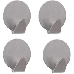 Självhäftande väggkrokar rostfritt stål 4-pack silver 4 x 3,5 cm