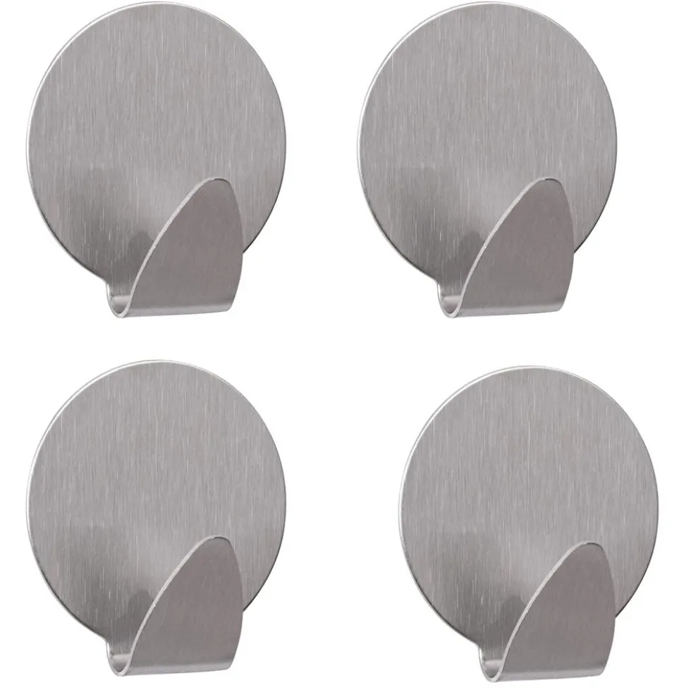Självhäftande väggkrokar rostfritt stål 4-pack silver 4 x 3,5 cm
