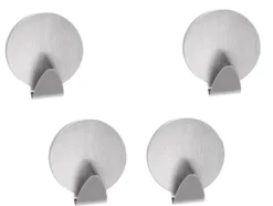 Självhäftande väggkrokar rostfritt stål 4-pack silver 4 x 3,5 cm
