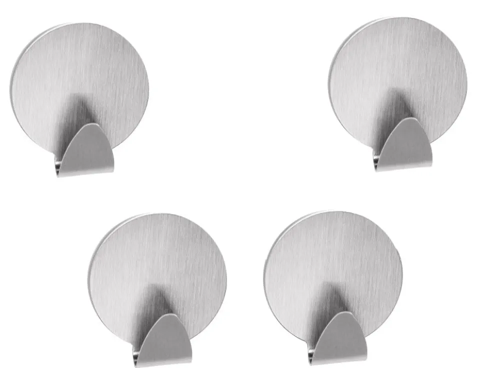 Självhäftande väggkrokar rostfritt stål 4-pack silver 4 x 3,5 cm