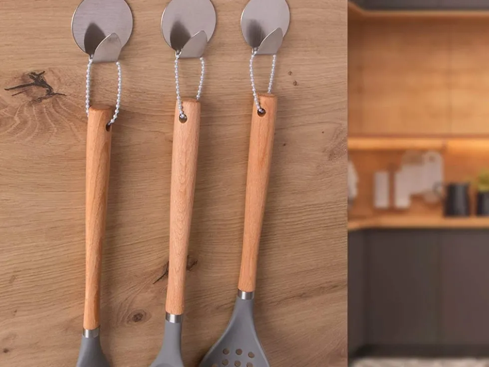 Självhäftande väggkrokar rostfritt stål 4-pack silver 4 x 3,5 cm