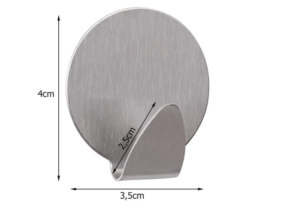 Självhäftande väggkrokar rostfritt stål 4-pack silver 4 x 3,5 cm