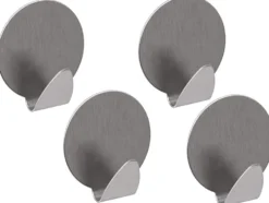 Självhäftande väggkrokar rostfritt stål 4-pack silver 4 x 3,5 cm
