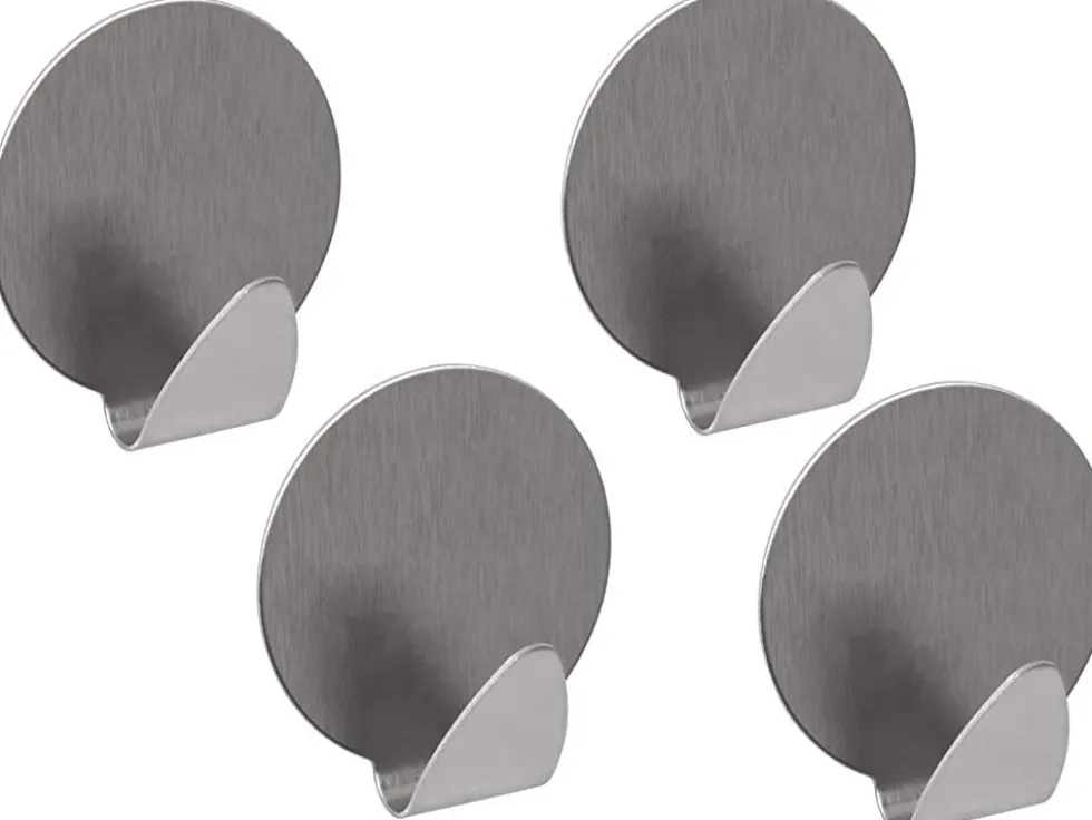 Självhäftande väggkrokar rostfritt stål 4-pack silver 4 x 3,5 cm