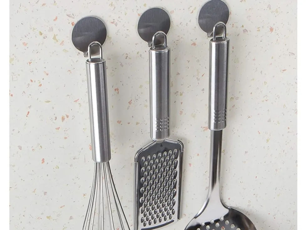Självhäftande väggkrokar rostfritt stål 4-pack silver 4 x 3,5 cm