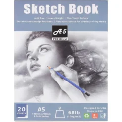 Skiss- och ritset 54 delar med grafit- och kolpennor, A5 skissbok