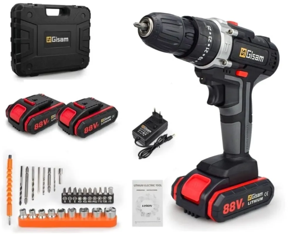 Skruvdragare borrmaskin 18V 29 tillbehör 2x1300mAh