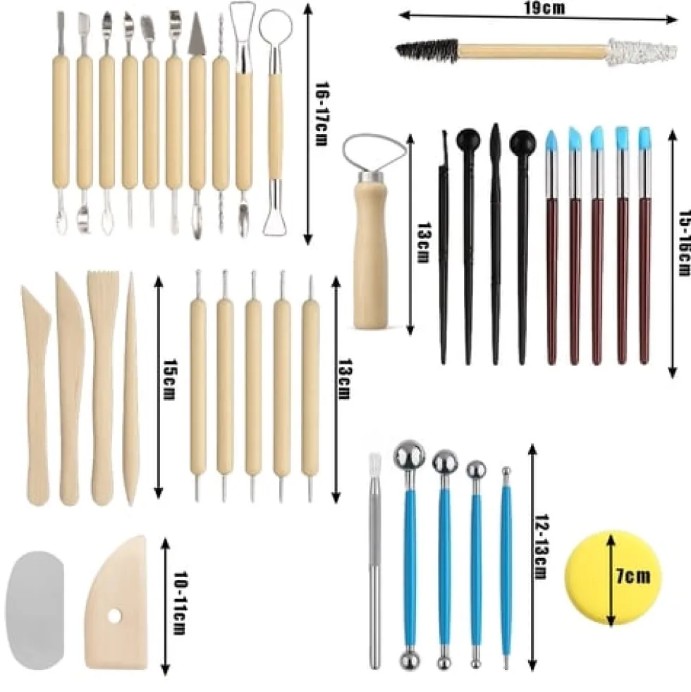 Skulpteringsverktyg för lera 40 delar XXL-set med rullväska 58x22 cm