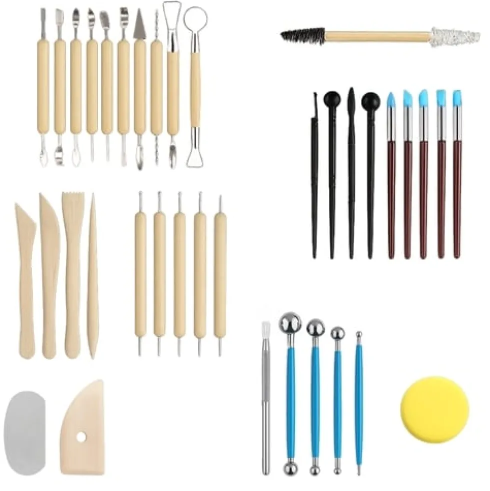 Skulpteringsverktyg för lera 40 delar XXL-set med rullväska 58x22 cm