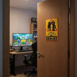 Skylt / Varningsskylt Stör ej jag spelar Roblox