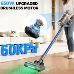 Sladdlös dammsugare 650W 60kPa - 70 min drifttid - Avtagbart batteri - LED