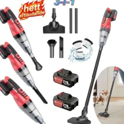 Sladdlös handdammsugare 2-i-1 med 2 batterier – 5500 Pa, HEPA, LED