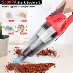 Sladdlös handdammsugare 2-i-1 med 2 batterier – 5500 Pa, HEPA, LED