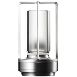 Sladdlös LED Lampa - Uppladdningsbar Bordslampa i Metall Lykta Silver
