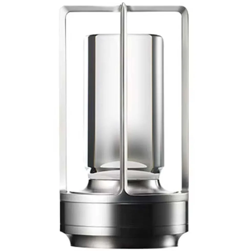 Sladdlös LED Lampa - Uppladdningsbar Bordslampa i Metall Lykta Silver