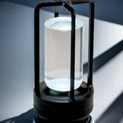 Sladdlös LED Lampa - Uppladdningsbar Bordslampa i Metall Lykta Svart