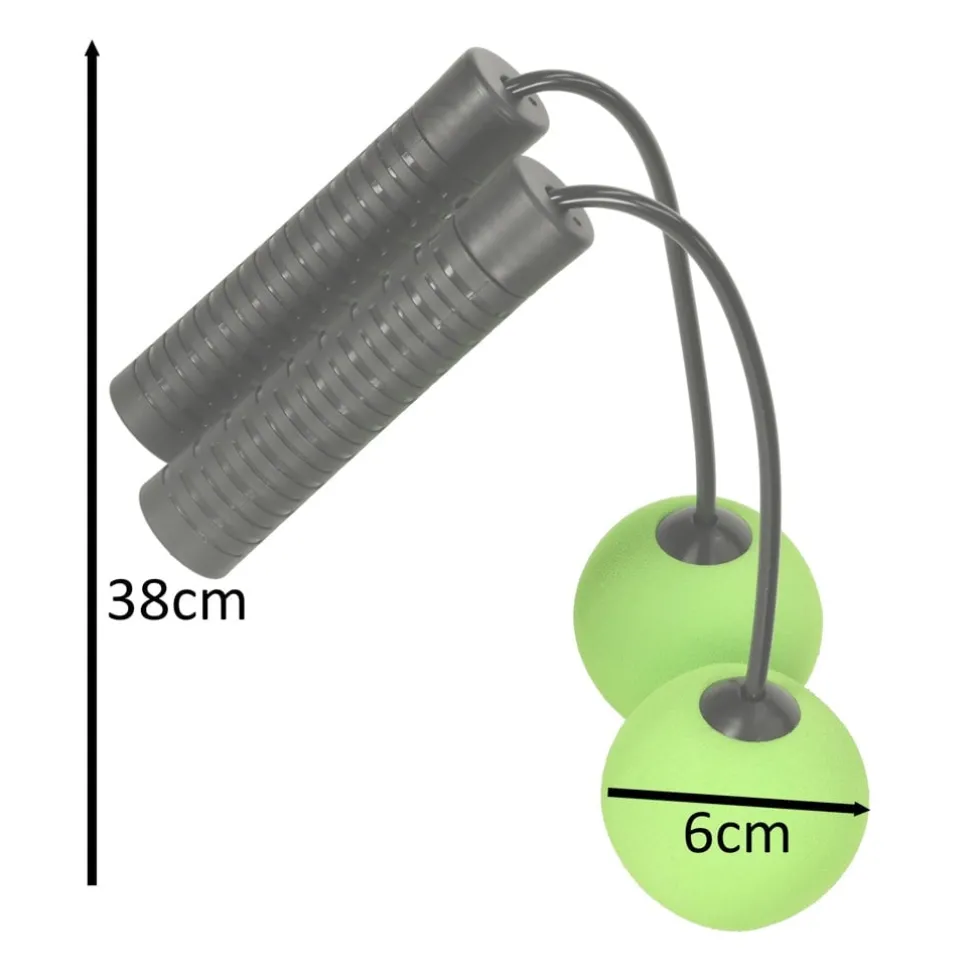 Sladdlöst hopprep utan lina med motståndsbollar, 2 handtag 38 cm